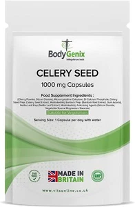 Celery Seed Extract Capsules Urinary Tract Blood Pressure 1000mg Food Supplement - Picture 1 of 7