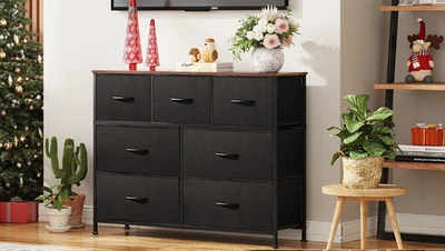 Nuevo soporte de TV para consola multimedia - Cómoda con 7 cajones, marrón rústico Foto 1 de 4