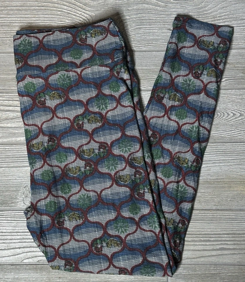 NEW LulaRoe TC2 Leggings Christmas Holiday Santa Snow Trees Deer Fox - Image 1 of 1