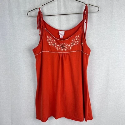 Vintage Xhilaration Top Juniors Large Y2K Beaded Orange Cami Tank Boho Hippie - Image 1 of 4