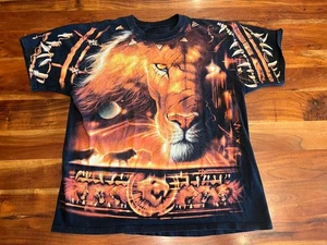 Vintage 2001 Liquid Blue Lion Tribal Africa AOP Shirt Size XL Retro - Picture 1 of 7