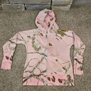Women's Realtree Girls Pink Camo Hoodie - Zip Front - Size Large - Picture 1 of 8