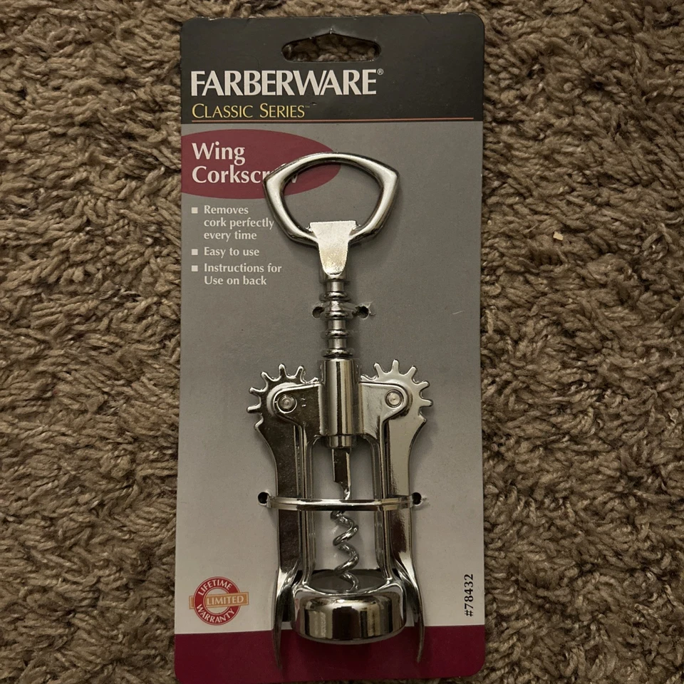 NUEVO Farberware Silver Wing 6" clásico sacacorchos abridor de botellas de vino Foto 1 de 1
