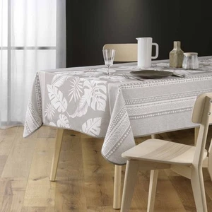 Nappe antitache rectangulaire 150x240 cm - Feuillage et motif géométrique - Beig - Foto 1 di 4