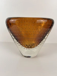 Rare VTG Murano Art Glass Sommerso Bullicante Amber Vase - Bild 1 von 11