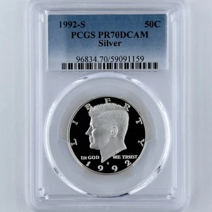 1992 S Silver Half Dollar PR 70 DCAM Kennedy PCGS 50c Top Grade Free Shipping - Picture 1 of 8