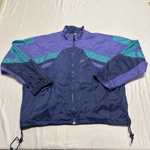 Chaqueta cortavientos vintage Nike para hombre cremallera completa XL bloque de color nailon ventilado - Imagen 1 de 16