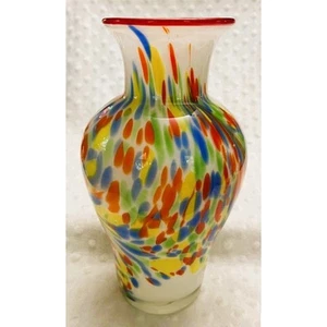 Vintage Italian Confetti Art Glass 10" Hand-Blown Ginger Jar Shape Vase (1970s). - Picture 1 of 5