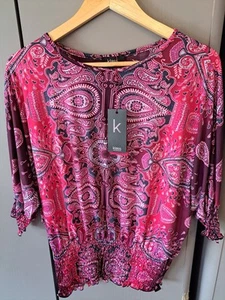 Brand New Beautiful Klass Satin Feel Blouse Size Medium - Picture 1 of 8