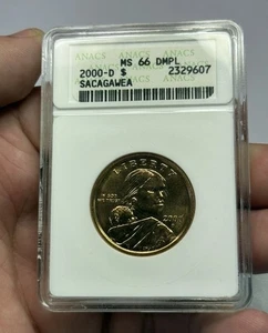 2000 D Sacagawea Dollar ANACS MS 66 DMPL Soapbox Holder - Picture 1 of 4