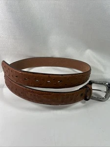 3-D DDD Belt Co Belt Men's Size 36 Brown Leather Western Silver Buckle EUC - Picture 1 of 8