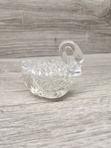 Vintage Schwan auf einem Nest Klarglas Schmuckschatulle  - Bild 1 von 7