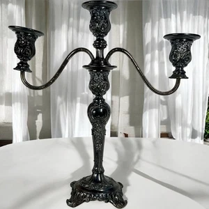 Antique W M Rogers & Sons Victorian Rose Silverplate Convertible Candelabra - Picture 1 of 10