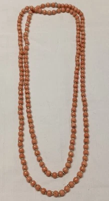 Ancien Collier Sautoir de Perles en Opaline Longueur 110 cm, Diamètre perle 5 mm - Photo 1/3