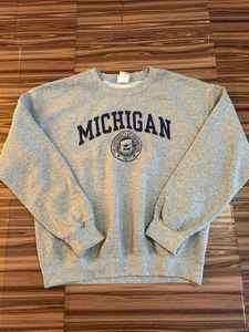 University of Michigan Wolverines Grey Cotton Crewneck Sweatshirt sz Medium - Picture 1 of 6