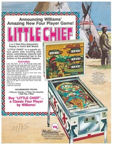 Little Chief Williams Pinball Flyer / Ad / Brochure - Hard to Find / - Picture 1 of 1