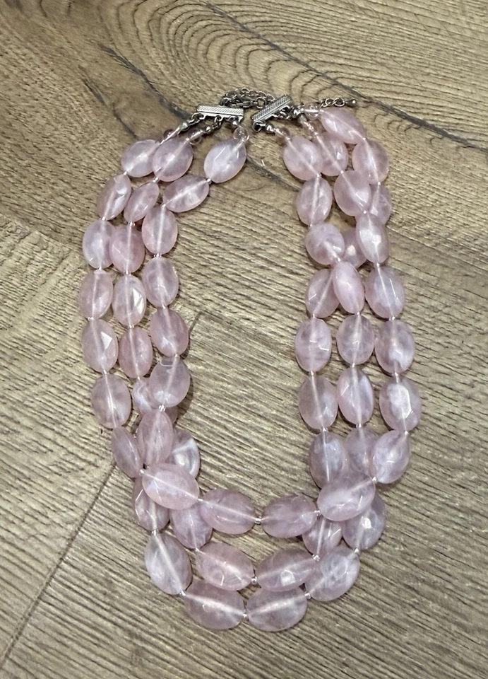 Винтажное ожерелье из нескольких нитей розового кварца с бисером - Изображение 1 из 4