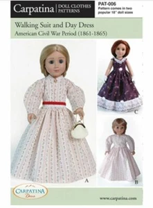 Patrón 006 Carpatina Traje de Caminar y Vestido de Día 18" Niña y Carpatina Muñecas Delgadas - Imagen 1 de 3