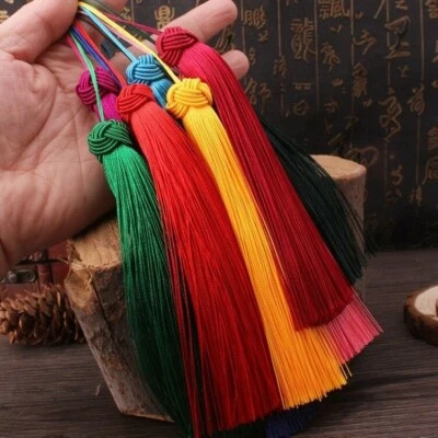 2 Pcs Luxury Silky Tassels Crafts Trim Fabric Sewing Decor Costume Keyring New - Image 1 of 4