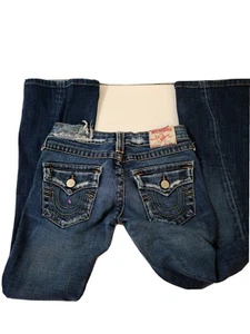True Religion Womens Jeans Sz 26 Distrested Joey Row Seat Light/Medium Denim  - Picture 1 of 8
