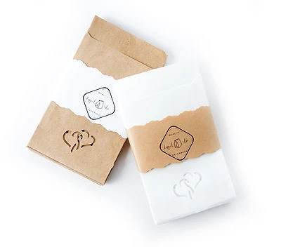 10 mini Kraftpapier FLACHBEUTEL Papiertüten Tüten Tütchen mit Herz Freudentränen - Bild 1 von 4