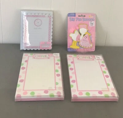 Girl Baby Shower Invitations with Envelopes & Its a Girl Pin PINK PARTY Supplies - Image 1 of 4