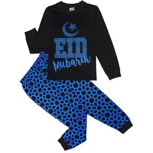Best Gift Eid Festive For Kids Girls Boys Eid Mubarik Lounge Suit Pyjama PJs Set - Picture 1 of 9