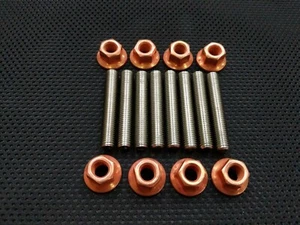 M7 x 1 pitch Stainless steel exhaust studs and copper flange nuts M7x1 M7x1p 8 - Picture 1 of 3