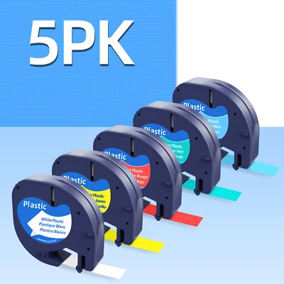 91201 Dymo LetraTag Label Tape Compatible Refill White Plastic LT-100H 12mm x 4m - Image 1 of 4