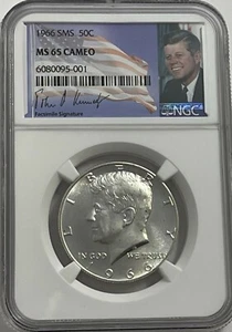 1966 SMS NGC MS65 Cameo Silver Kennedy Half Dollar Gems Special Mint Set 50c - Picture 1 of 3