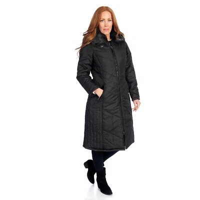 KC Collections Quilted Woven Fully Lined Hooded Puffer Coat Black, Size S - Image 1 of 4
