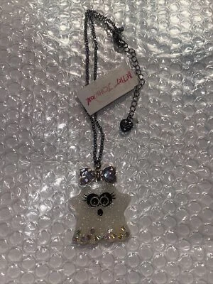 Colar de strass Betsey Johnson Lucite Ghost novo com etiquetas raro  - Imagem 1 de 2