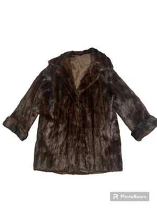 Chaqueta abrigo de piel marrón oscuro vintage para mujer LEER - Imagen 1 de 9