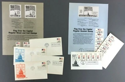 1985 First Day Covers FDC Souvenir Pages Flag Over Capitol USA Booklet Coil Vtg - Image 1 of 4