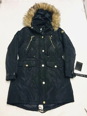 Rocawear Big Hooded Parka Womens Medium Fur Hood Mountain Jacket Black OLR514H - Image 1 of 4