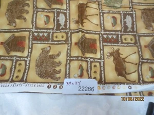 34 x 44" Country Place Moose Cabin Woods Bear Duck Trees Benartex Cotton fabric - Picture 1 of 4