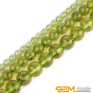 Green Dyed Peridot Quartz Crystal Round Beads For Jewelry Making 15"4mm 6mm 8mm - Picture 1 of 30