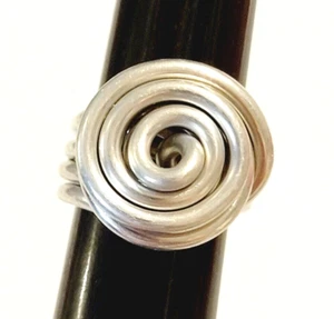 Vintage Silver Tone Modernist Ring Size 5 Geometric Abstract Jewelry r-21 - Picture 1 of 7