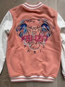 KENZO kids boys girls bomber jacket with leather sleeves logo back size 10 / 140 - Picture 1 of 11