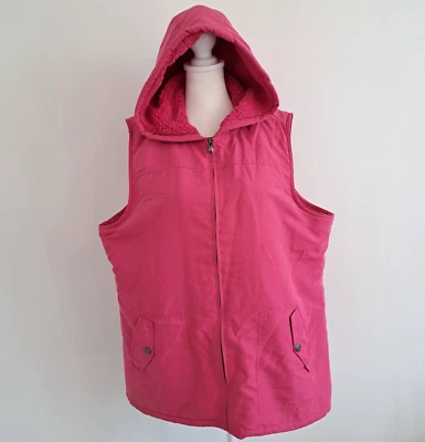 0601 - d&co. Chaleco con Capucha Denim + Company Talla Grande Rosa Caliente con Cremallera Foto 1 de 4