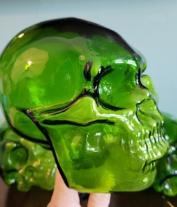 Vintage grüner Glasschädel Skelettköpfe Posten x3 Glühbirne? Schaufensterpuppe Requisite selten - Bild 1 von 20