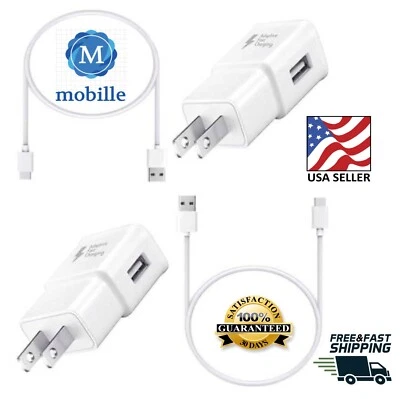 OEM Samsung Galaxy S10 S9 S8 Plus Note 7 Fast Original Wall Charger Type C-Cable - Image 1 of 4