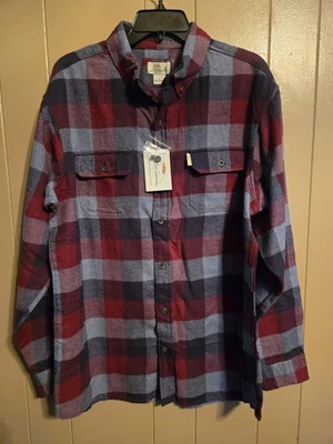 NWT Bob Timberlake Men's Long Sleeve Navy and Wine Plaid Flannel Shirt, Large - Image 1 of 4