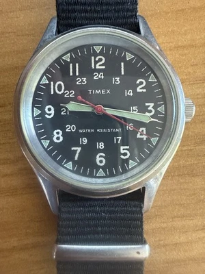 Timex J Crew Military Field Watch Men 36mm Black Dial Silver Tone Round New Batt - Image 1 of 4