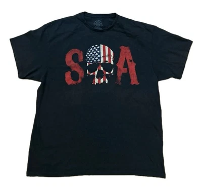 Sons of Anarchy SAMCRO Skull US Flag T-Shirt Cotton Officially Licensed Mens XL - Image 1 of 4