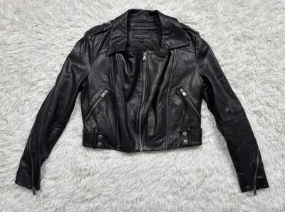 Women’s Andrew Marc Black Napa Leather Cropped Biker Jacket Size XL PROTO SAMPLE - Image 1 of 4