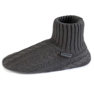 RockDove Men's Cable Knit Slipper Socks with Non-Skid Grip-Size 8/9 GREY - Picture 1 of 13