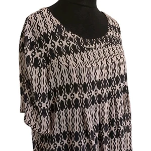 F&F Size 16 Sheer Blouse Or Beach Cover Up Light & Floaty Black Taupe - Picture 1 of 5