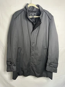 Black Saks Fifth Avenue Mens XL 100% Wool Zip Up Over Coat Business Classy Gray - Picture 1 of 12