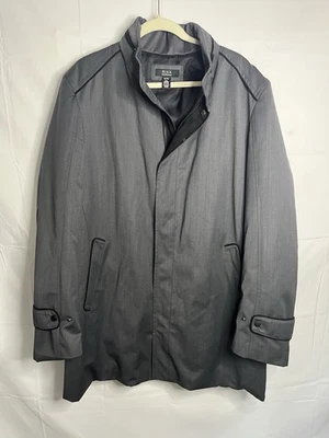 Black Saks Fifth Avenue Mens XL 100% Wool Zip Up Over Coat Business Classy Gray - Image 1 of 4